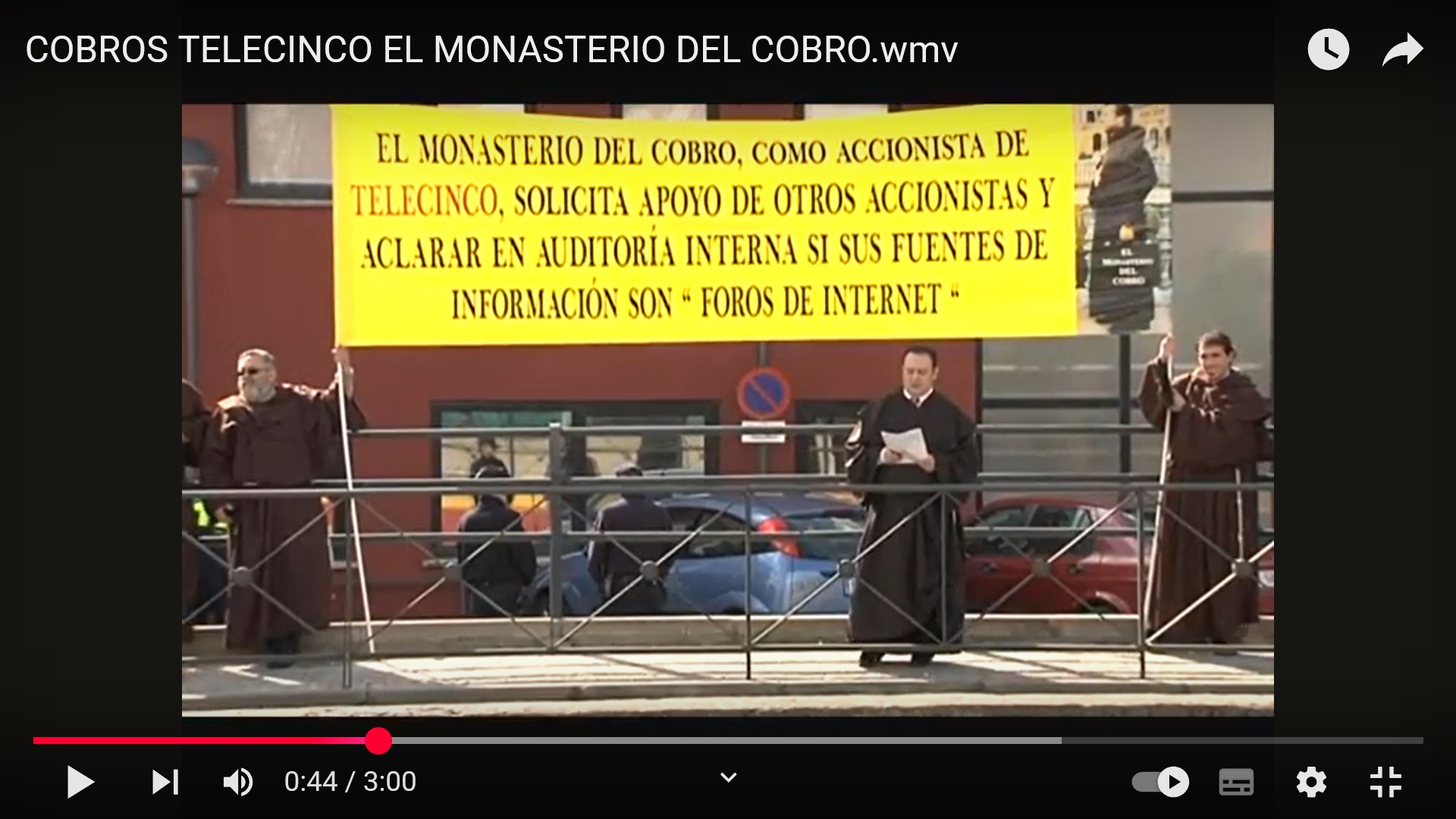 Manifestacion del MONASTERIO DEL COBRO Contra telecinco
